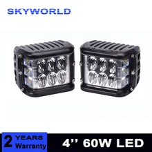 2 pcs 60 w Dupla Side trabalho Lâmpada luz off road levou Bar LEVOU Um Tiro de Cubos de Pod para carros motos luz caminhão trator faróis