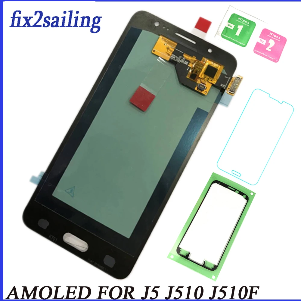 

New Super AMOLED LCD J5 2016 J510 J510F J510FN J510M Display 100% Tested Working Touch Screen Assembly For Samsung Galaxy J510