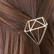 New Arrival Hot Hollow Out Fashion Cute Women Gold Silver Hairpin Diamond Shape Hair Clip Hair Accessories