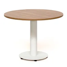 Mesa Redonda de Reuniones y Juntas de Serie de nuevo 120 cm laminada en color Blanco Wengue o Nogal Victoria Estructura de peana