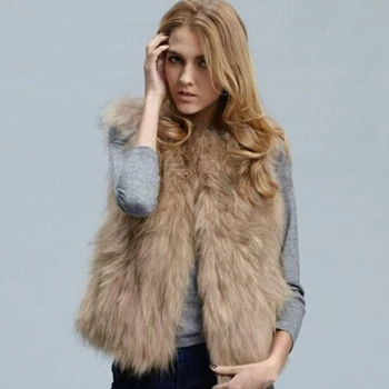 

Fashion Lady Artificial Fox Fur Vest Winter Autumn Short Waistcoat Casual Vest Outwear