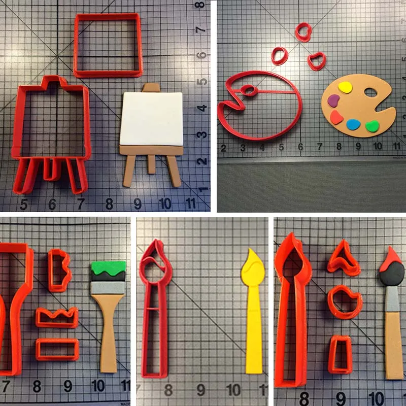 

Paint Series Cookie Cutter Palette Easle Brush Baking Decorating Tools Custom 3D printed Cake Biscuits Stainless PLA Tools