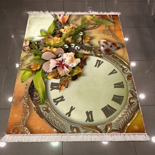 Еще Ретро Время часы коричневый Пол Винтажные Цветы 3d принт, микроволокно анти скольжение обратно моющиеся декоративные килим области ковер