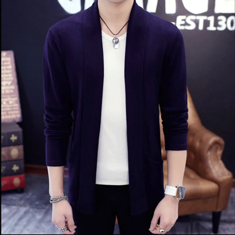 Spring font b men b font simple design swearer slim fit cardigan long sleeve turn down