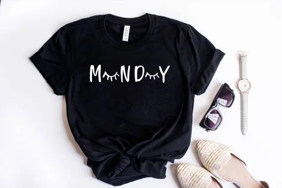 

Sugarbaby Monday t shirt Eyelash Shirt Short Sleeve Monday tee Fashion Women Sleep tumblr t shirt Lashes Shirt Monday tops