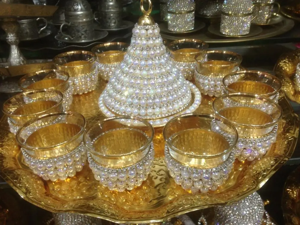12 человек кофе чайный набор кристаллы и бусины серебро n Золото Цвет mirra
