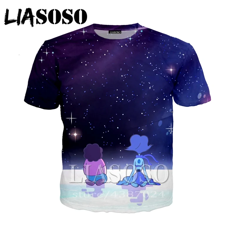 LIASOSO/модная футболка с короткими рукавами, футболка с 3D принтом аниме, Стивен Вселенная, Мужская/Женская Повседневная футболка, футболки, топы D654