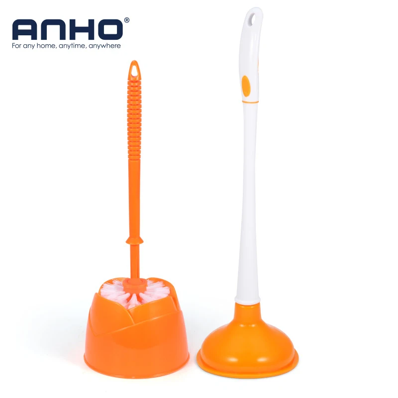 ANHO Toilet Brush Set Plastic Strong Suction With Toilet Pump Cleaning