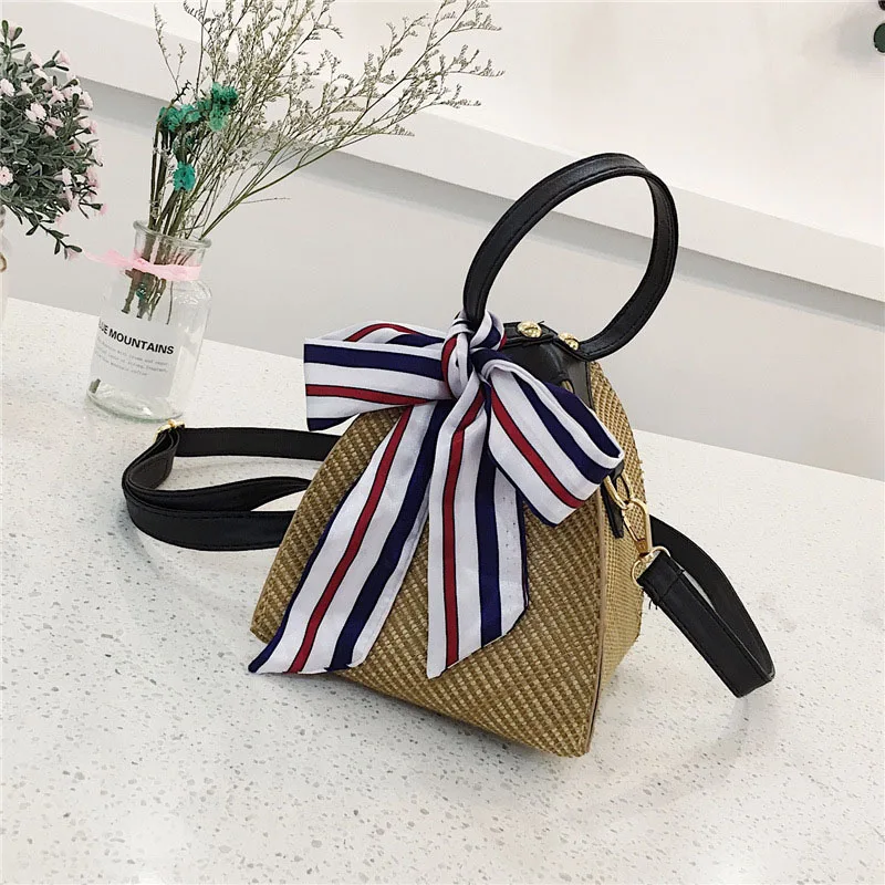 Women Summer Handbag INS Popular Female Fashion Straw Bags Lady Triangular Hot Holiday Shoulder Bag Travel Knit Bolsa SS3192 (4)