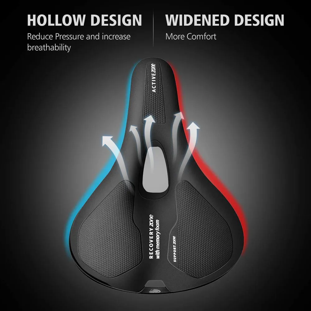 Bike Saddle Waterproof PU Gel Comfort Wide Big Bum Bike Bicycle Gel
