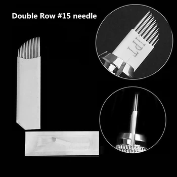 

Top sale 500pcs Microblading Needles Permanent Makeup machine tattoo needles #15 Double Row For 3D Embroidery Manual Tattoo Pen