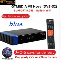 GT Media V8 Нова синий ТВ коробка DVB-S2 цифровой спутниковый ресивер с 1 год Европа CCcam 5 резких перемен температуры Full HD 1080 P H.265