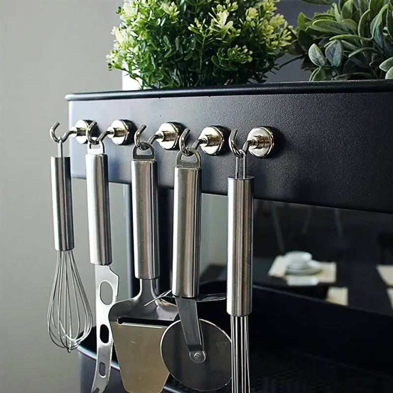 

6 Pcs Heavy Duty Strong Magnetic Hooks Super Strong Magnetic Hanger Hook For Storage And Organization Home Kitchen Accessories