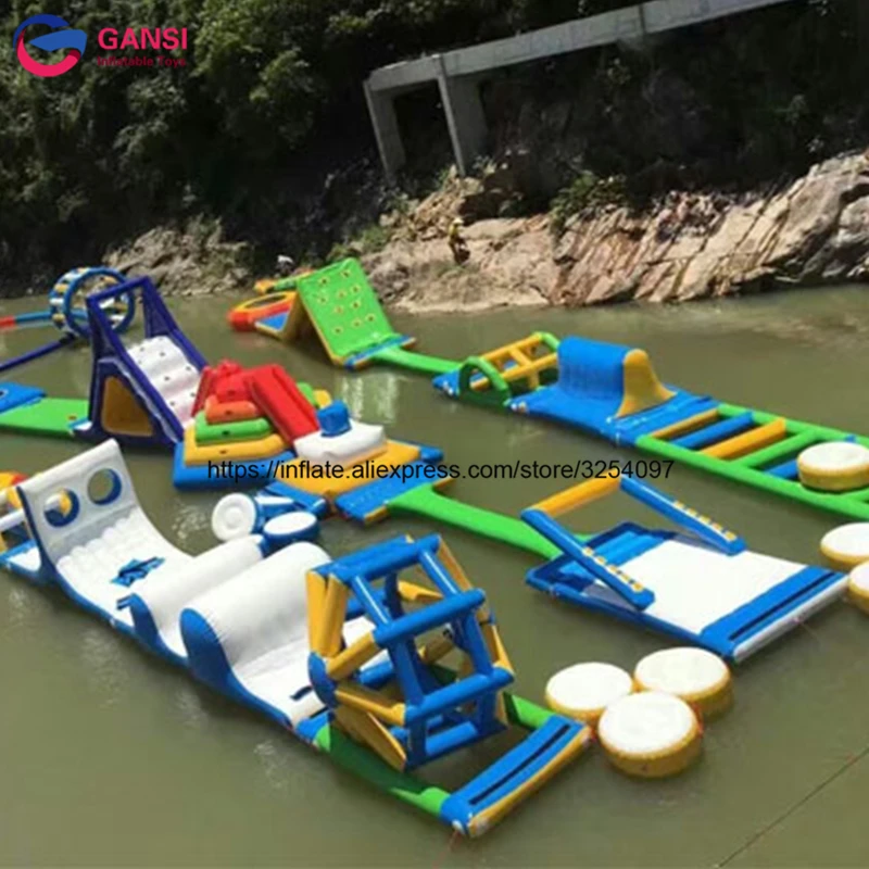 Гигантский аквапарк плавающей надувной аквапарк, взрослые надувные водные спортивные игры для морской озера