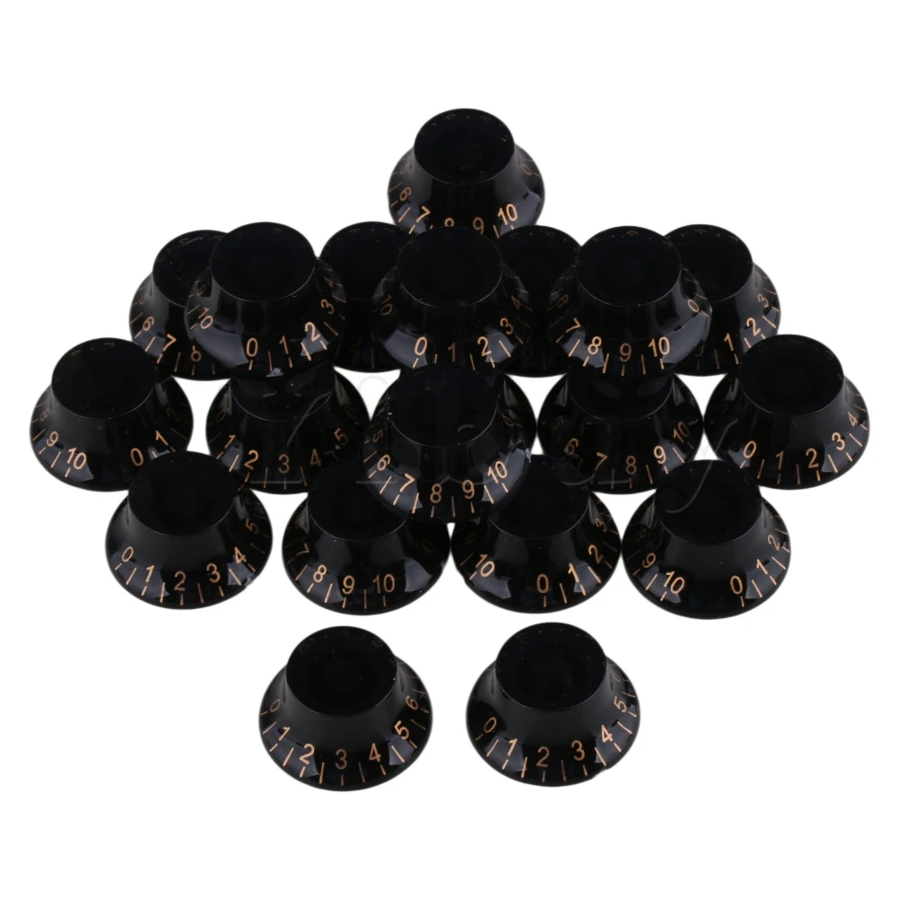 Yibuy Black Top Hat Control Knobs with Gold Number for Electric Guitar