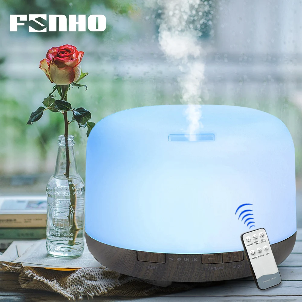 Günstig FUNHO 500ml Ätherisches Öl Diffusor Fernbedienung Luftbefeuchter 7 LED Farbe Nachtlicht Timing Befeuchtung für Home Office