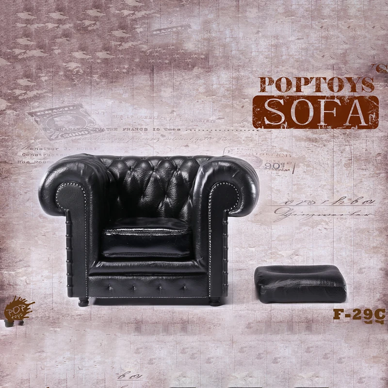 

1/6 Scale POPTOYS 1/6 F-29C Sofa Black Models Scene Accessories British Single Style In 12 Inch Phicen HTTOYS Action Figures