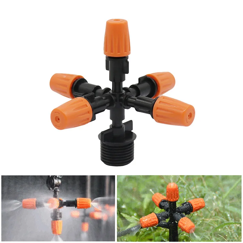 

Multidirectional Garden Sprinklers 5-Head Micro Irrigation Watering Control Sprayers Adjustable Mist Nozzles with Hose Connector