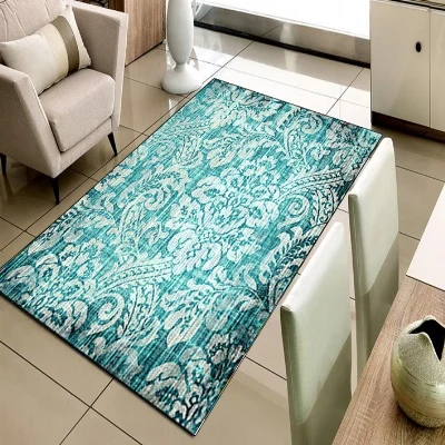 cheap Else Green White Damask Ottoman Vintage Design 3d Print Non Slip Microfiber Living Room Decorative Modern Washable Area Rug Mat