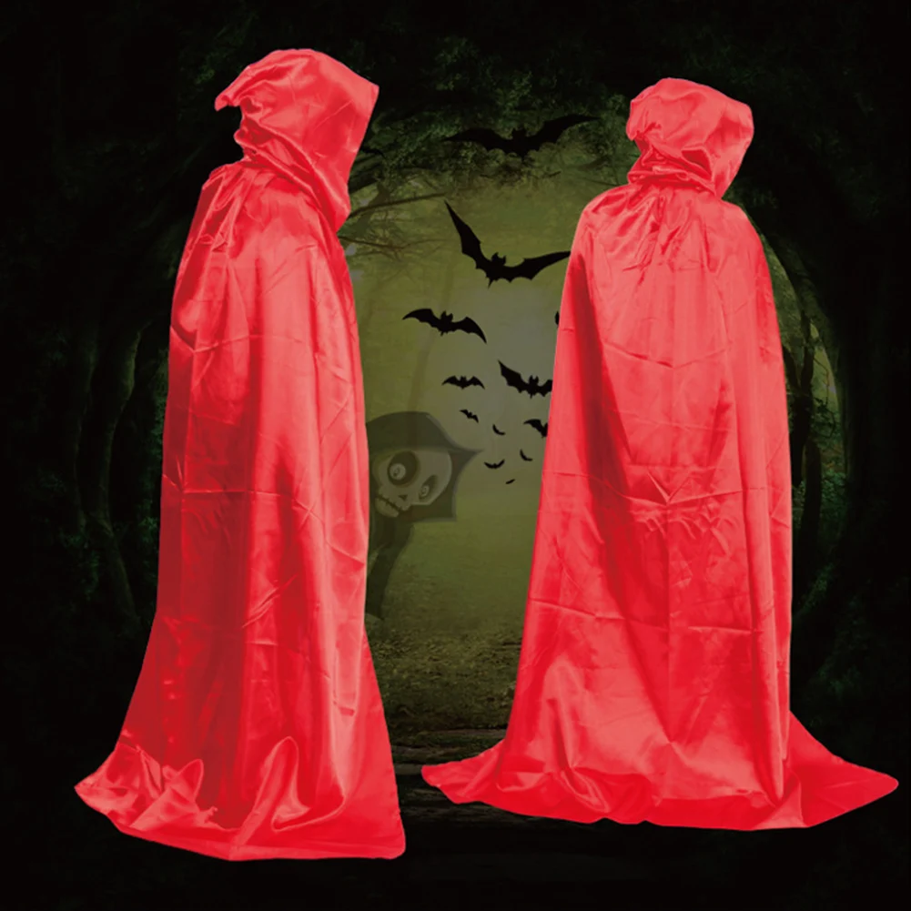Вампира с капюшоном плащ средневековой ведьма Robe накидка до пола Хеллоуин костюм