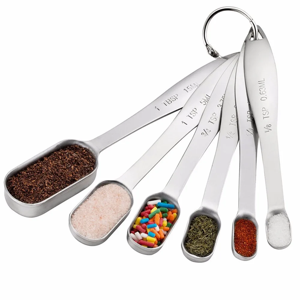 Goldbaking Heavy Duty Rectangle Stainless Steel Metal Measuring Spoons