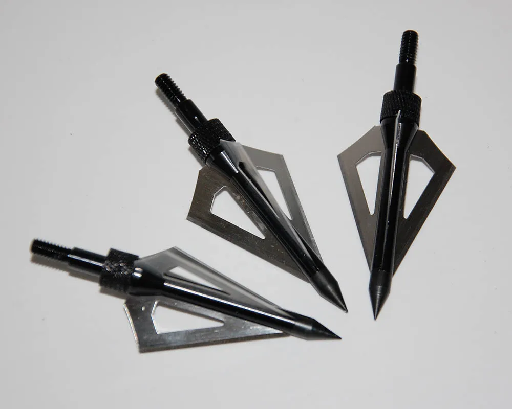 12pcs black arrowheads 100 grain Stainless Steel 3 Blade Broadheads