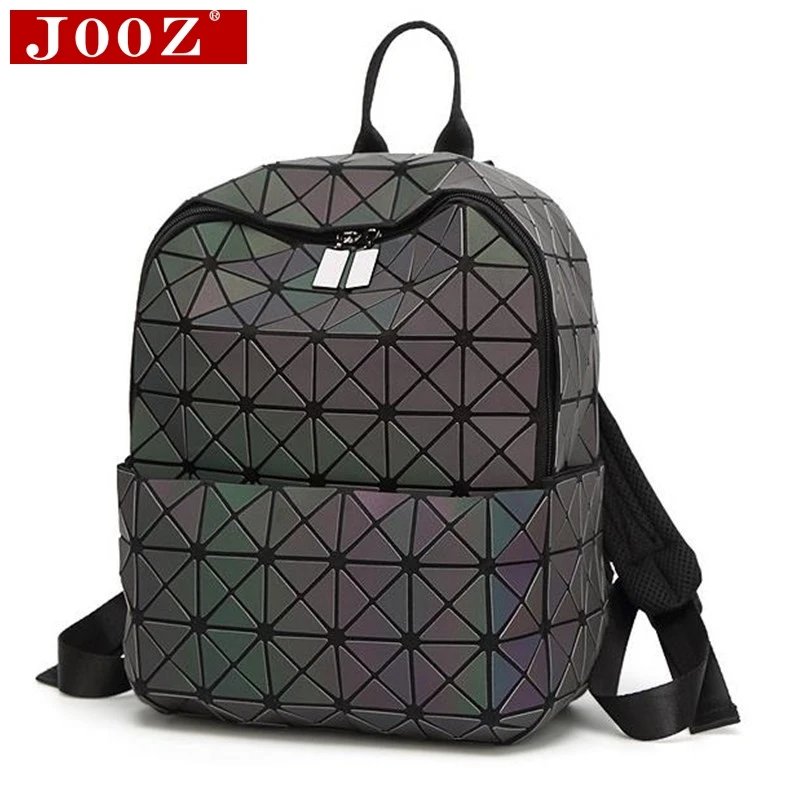 

JOOZ Hologram geometric lattice backpack luminous travel men and women backpack pvc laser holographic sac a dos Luminous style