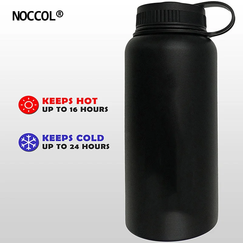 NOCCOL 32oz черная Вакуумная бутылка для воды Экологичная уличная изоляция напитков