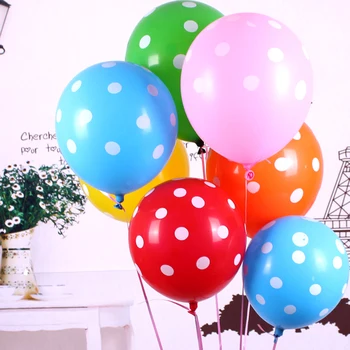 

free shipping 10 pcs/lot 12 inch thick 3.2 g wedding party balloons candy-colored dots wave point decorate balloon 12 colors