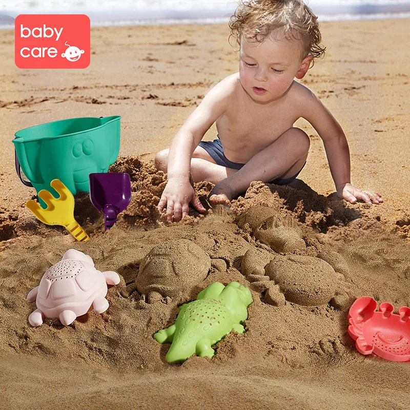 babycare 7pcs Beach Sand Toys Set Summer Bucket Portable Animals Castle Sand Clay Mold Outdoor Funny Beach Water Playing  Toys