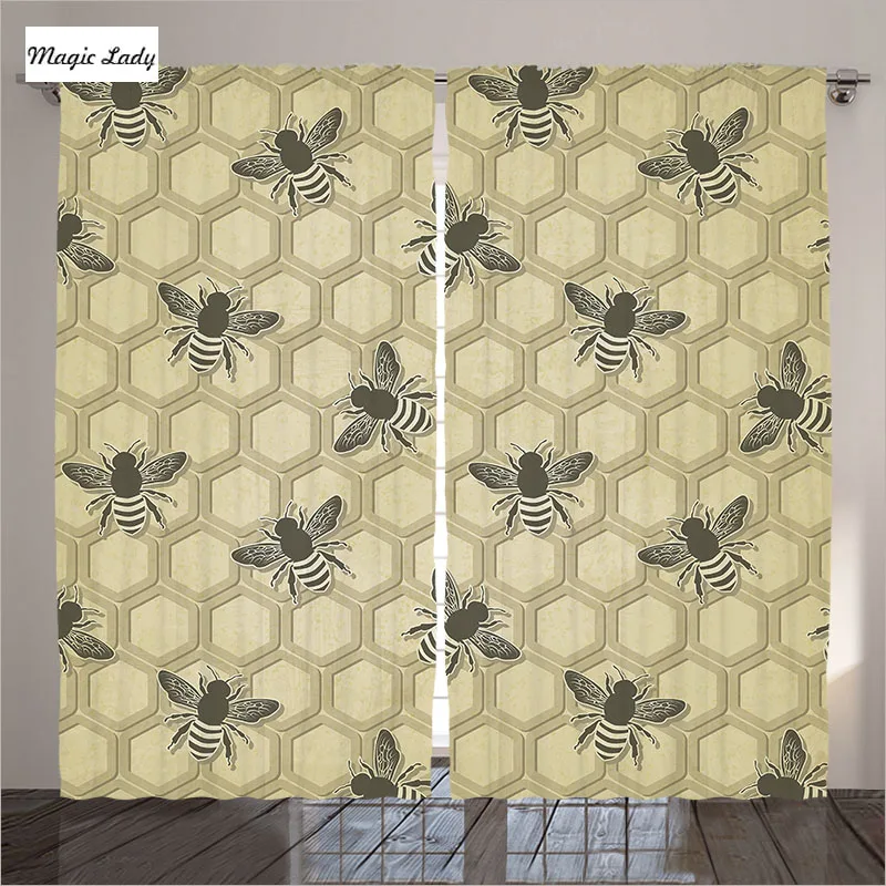 Curtains Decor Children Living Room Bugs Insects Flying