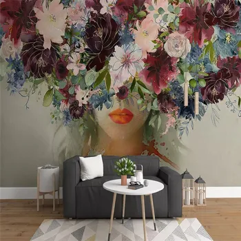 

Hand-painted watercolor beauty rose flower wall professional production mural wallpaper wholesale custom poster photo wall
