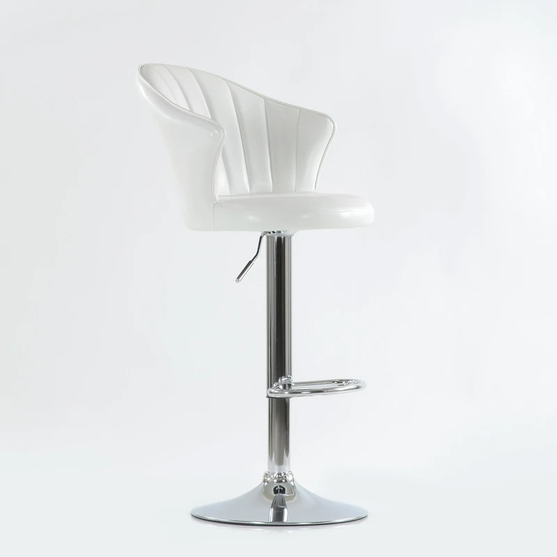 N31CrSpuWhite Barneo N-31 белый кухонный барный стул с мягким сиденьем эко-кожа с выраженным блеском ножка хром стул на газ-лифте стул высокий стул для барной стойки кресло для макияжа по России