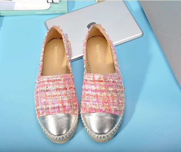 Hot Sale Big Size 34-42 Slip-On Round Toe New Fashion Four Seasons Women Flats Canvas Espadrilles Casual Ladies Loafers  Shoes