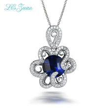 L&zuan 925 Sterling Silver Jewelry Necklace Blue Stone Luxury Pendant Fine Jewelry Choker Necklaces Pendants For Women P0061