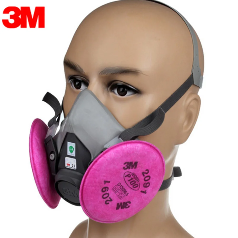 

3M Dust Mask Respirator Headset 6200+2091 Anti-particulate Filters Anti-Dust Mask Anti-fog And Haze PM2.5 Protective Masks
