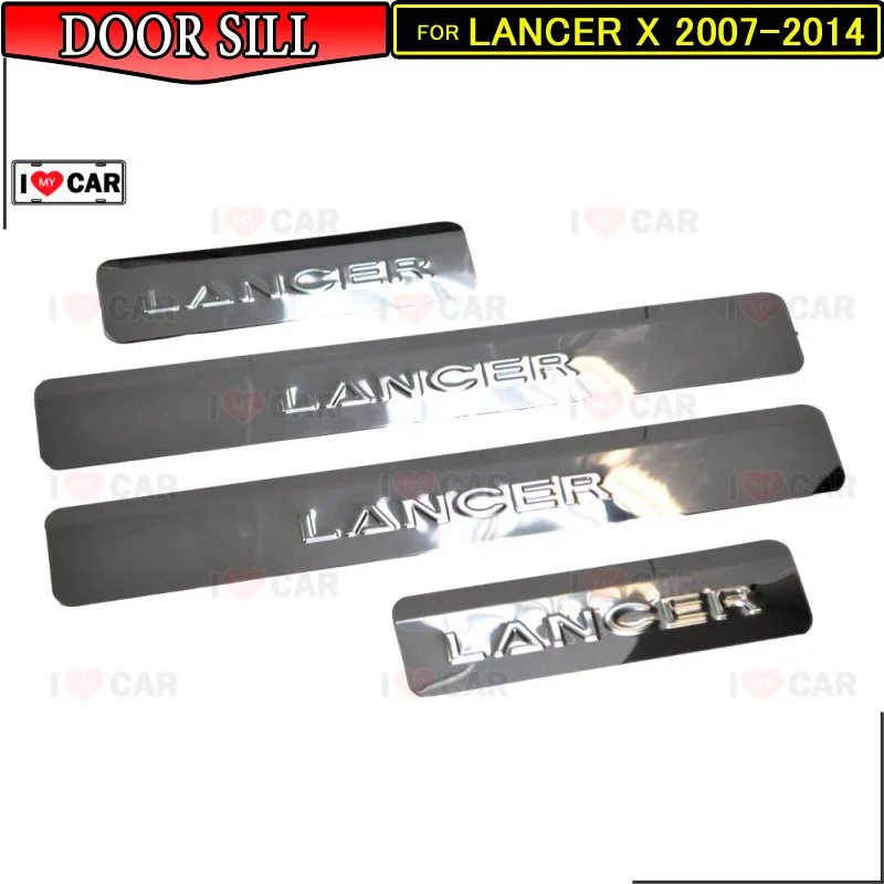 

Door sills for Mitsubishi Lancer X 2007-2014 scuff plate guard stainless door sills sticker car styling decoration protection