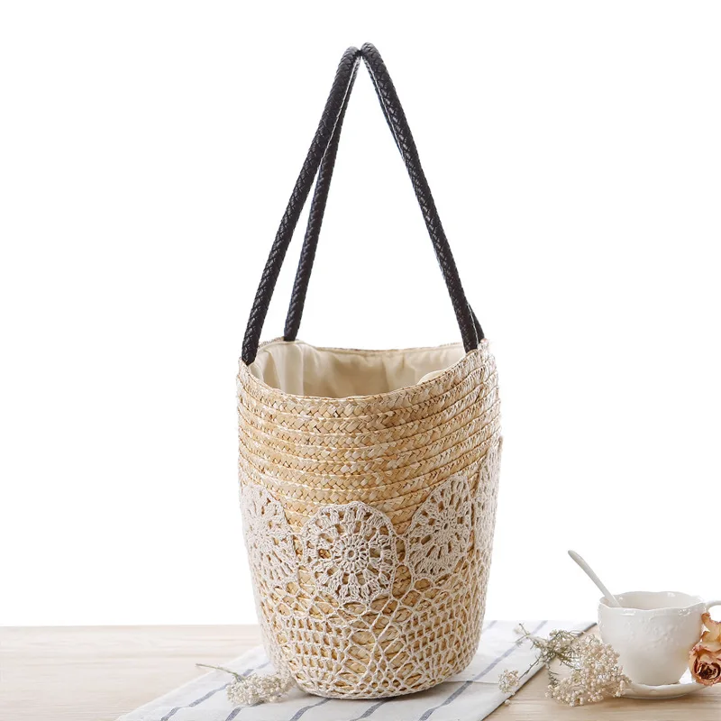 Women Handbag Travel Summer Beach Female Straw Bags Lady Vintage Large Shoulder Bag Flower Casual Weave Bag Shopping Tote SS3070 (4)