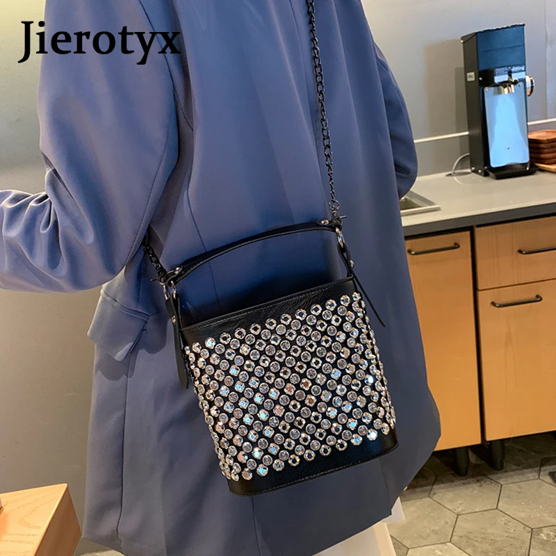 Jierotyx 2019 حقيبة يد للنساء لسيدة حزب الأزياء التمساح حقيبة كتف المرأة جلد أسود القوطية حقائب النساء رسول