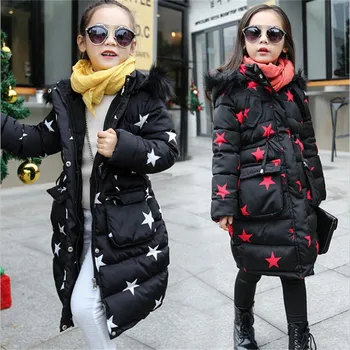 

2017 Child Winter Casual Jacket Teenage Girl Child Warm Cap Hooded Long Tunic Jacket Teenager Winter Warm Girl Coat 5-14 Year 7