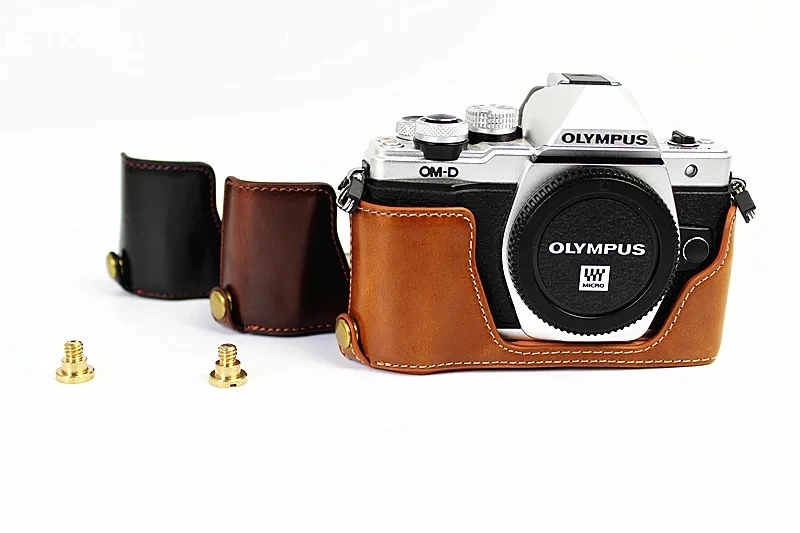 Бесплатная доставка Кожа PU Половина Чехол для Olympus OM-D EM10II EM10 mark II цифровой EM10II Камера коричневый/черный/Кофе