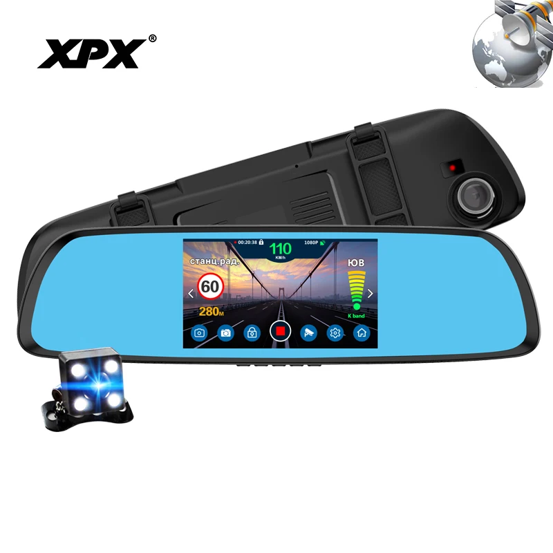 

XPX G616-STR Dash cam Car dvr 3 in 1 GPS Radar Dvr Rear view camera Car DVR mirror Camera car Full HD 1080P Car camera record