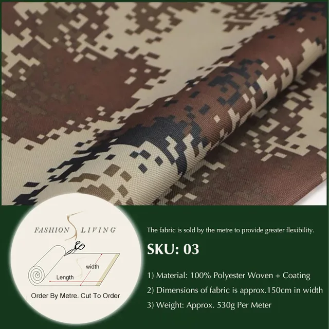 150cm Wide Waterproof Outdoor Military Camo Fabric Moss Green Leaf