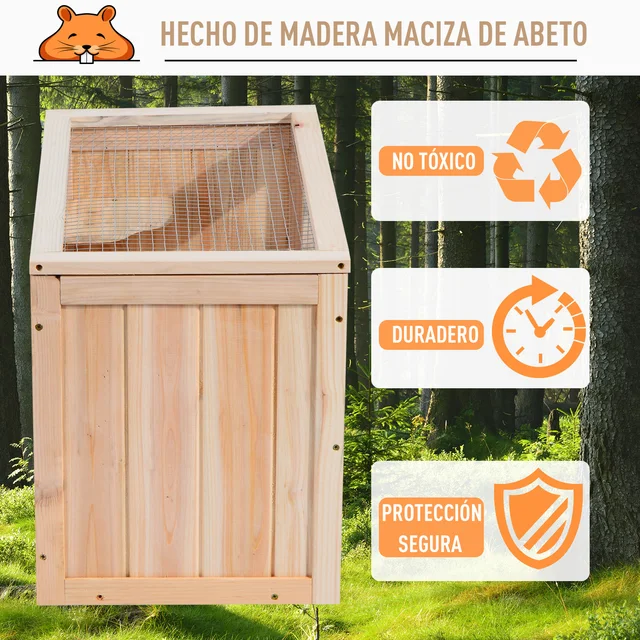 Jaula De Madera Para Roedores Pequeños - 2 Niveles, Para Hámster, Ratón, Cobaya, Chinchilla, Marca Mucola