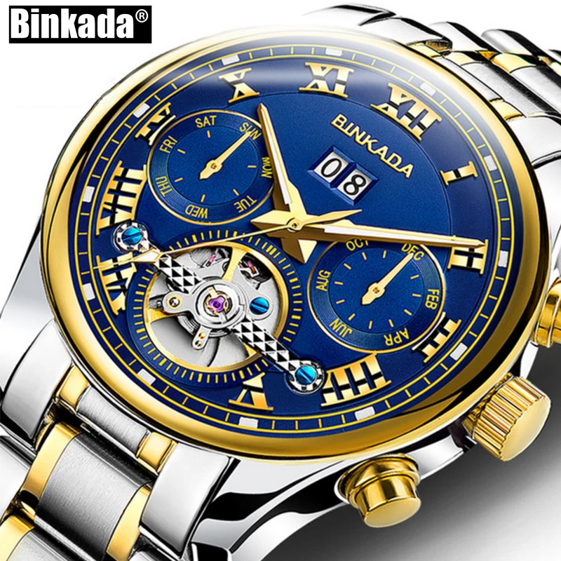 Часы BINKADA мужские автоматические золотого цвета|wristwatch brand|wristwatch menswristwatch mens automatic |