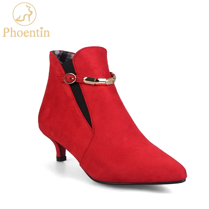 red leather boots low heel