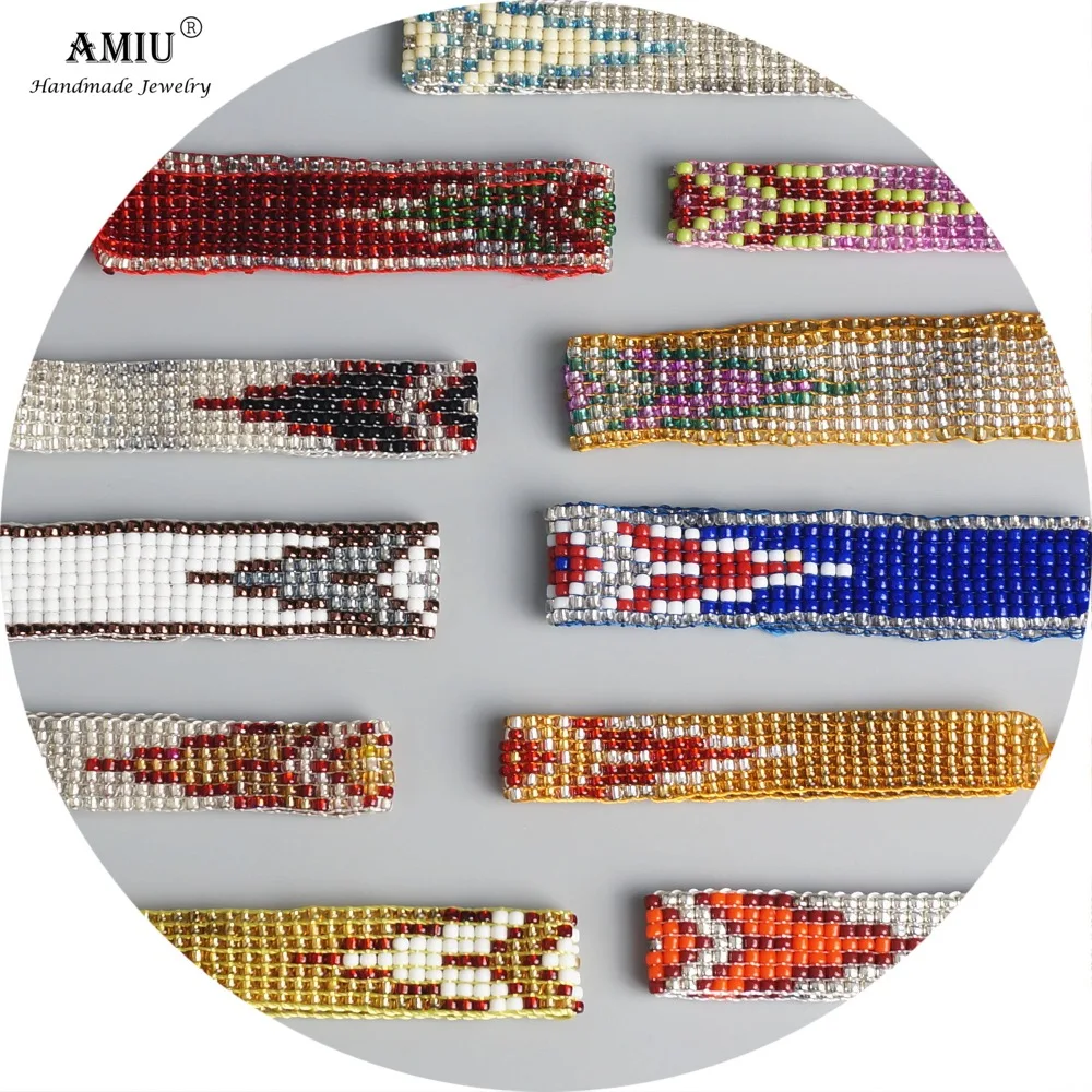 

AMIU Handmade Bohemian Loom Woven Seed Beads Friendship Bracelet Woven Rope String Packing Sets 5 Pieces Bracelet For Women Men