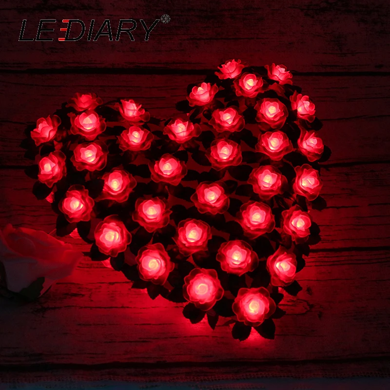 LEDIARY Romantic Heart Shape Flower Red LED Atmosphere