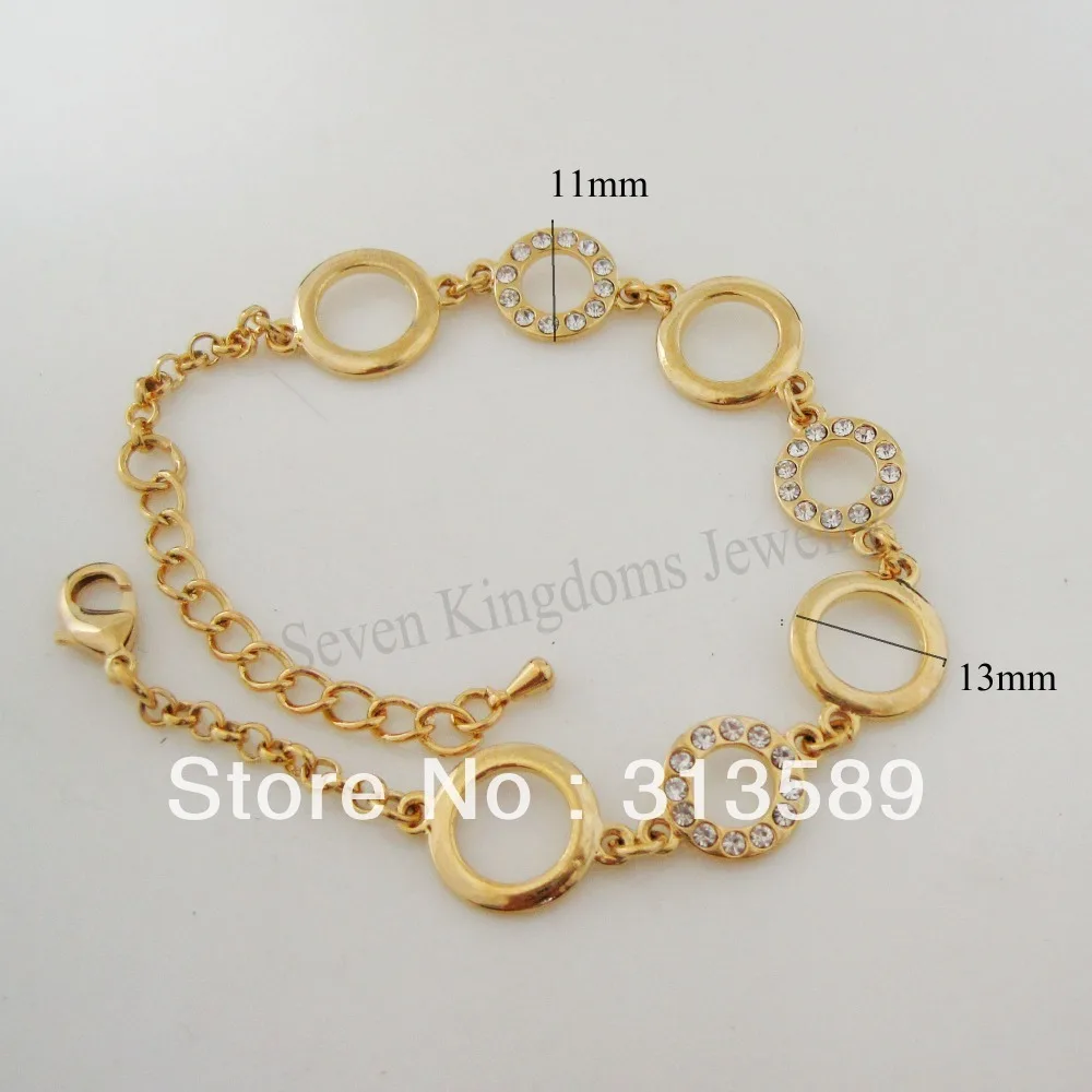 LADY 7.3&quot+1.77&quot YELLOW GOLD GP OVERLAY FILL BRASS CIRCLE CZ STONE BRACELET/GREAT GIFT/ | Украшения и аксессуары