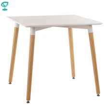 95246 Barneo T-9 МДФ интерьерный белый стол обеденный стол на деревянных ножках стол квадратный стол кухонный стол мебель для кухни стол для дачи стол стиль лофт стол в Казахстан по России